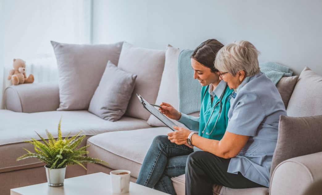 Blue and White Modern Home Care Services Facebook Video - 1